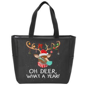 Oh Deer What A Year Christmas Reindeer Family Pajama Deer Zip Tote Bag