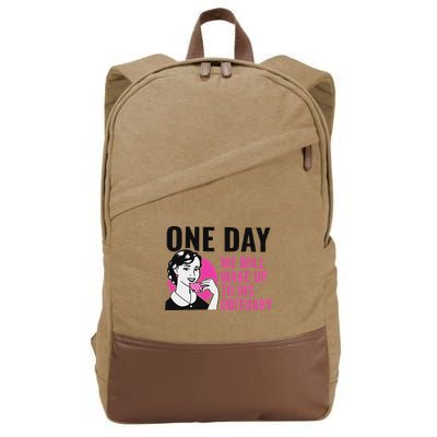 One Day We Will Wake Up To His Obituary Funny Saying Quote Cotton Canvas Backpack