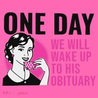 One Day We Will Wake Up To His Obituary Funny Saying Quote Stripe Pom Pom Beanie