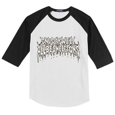 One Day WeLl All Be Skeletons Kids Colorblock Raglan Jersey
