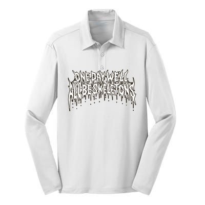 One Day WeLl All Be Skeletons Silk Touch Performance Long Sleeve Polo