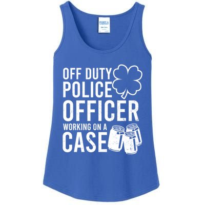 Off Duty Working On Case Design St Patricks Police Gift Ladies Essential Tank