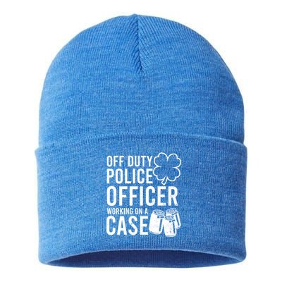 Off Duty Working On Case Design St Patricks Police Gift Sustainable Knit Beanie