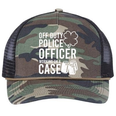 Off Duty Working On Case Design St Patricks Police Gift Retro Rope Trucker Hat Cap