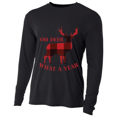 Oh Deer What A Year 2020 Christmas Family Pajama Reindeer Funny Gift Cooling Performance Long Sleeve Crew