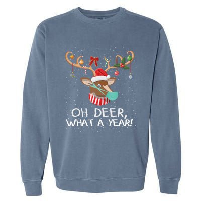 Oh Deer What A Year Christmas Reindeer Family Pajama Deer Gift Garment-Dyed Sweatshirt