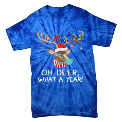 Oh Deer What A Year Christmas Reindeer Family Pajama Deer Gift Tie-Dye T-Shirt