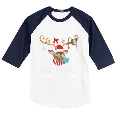 Oh Deer What A Year Christmas Reindeer Family Pajama Deer Gift Baseball Sleeve Shirt