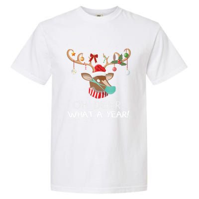 Oh Deer What A Year Christmas Reindeer Family Pajama Deer Gift Garment-Dyed Heavyweight T-Shirt