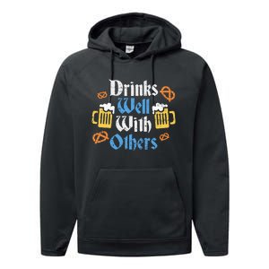 Oktoberfest Drinks Well With Others Gift Performance Fleece Hoodie