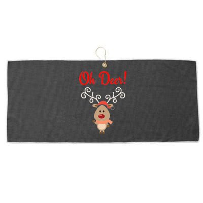 Oh Deer! Whimsical Playful Reindeer Funny Christmas Deer Pun Meaningful Gift Large Microfiber Waffle Golf Towel