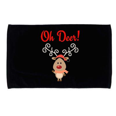 Oh Deer! Whimsical Playful Reindeer Funny Christmas Deer Pun Meaningful Gift Microfiber Hand Towel