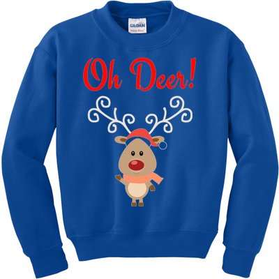 Oh Deer! Whimsical Playful Reindeer Funny Christmas Deer Pun Meaningful Gift Kids Sweatshirt