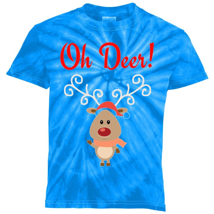 Oh Deer! Whimsical Playful Reindeer Funny Christmas Deer Pun Meaningful Gift Kids Tie-Dye T-Shirt