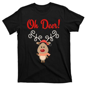 Oh Deer! Whimsical Playful Reindeer Funny Christmas Deer Pun T-Shirt