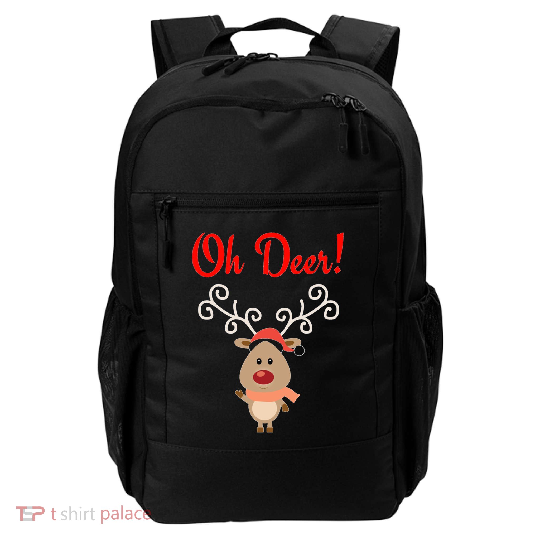 Oh Deer! Whimsical Playful Reindeer Funny Christmas Deer Pun Daily Commute Backpack