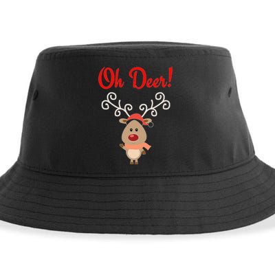 Oh Deer! Whimsical Playful Reindeer Funny Christmas Deer Pun Sustainable Bucket Hat