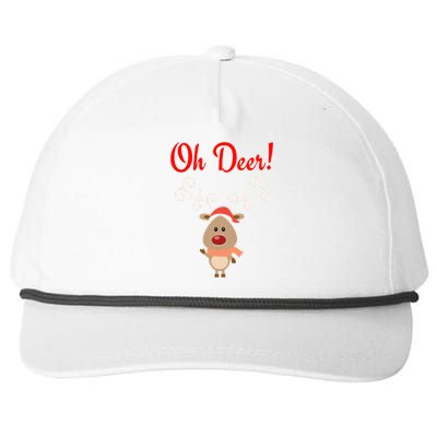 Oh Deer! Whimsical Playful Reindeer Funny Christmas Deer Pun Snapback Five-Panel Rope Hat