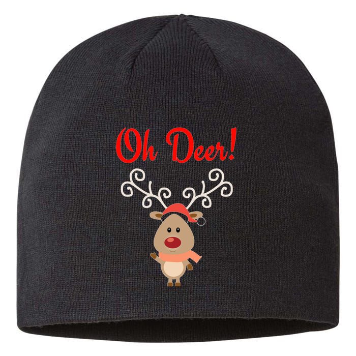 Oh Deer! Whimsical Playful Reindeer Funny Christmas Deer Pun Sustainable Beanie