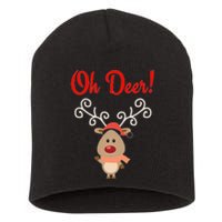 Oh Deer! Whimsical Playful Reindeer Funny Christmas Deer Pun Short Acrylic Beanie