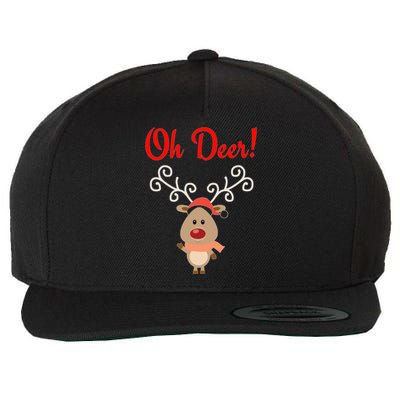 Oh Deer! Whimsical Playful Reindeer Funny Christmas Deer Pun Wool Snapback Cap