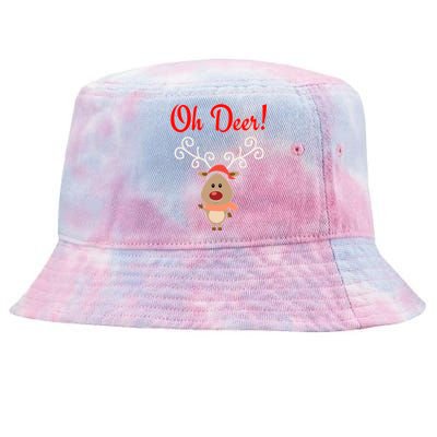 Oh Deer! Whimsical Playful Reindeer Funny Christmas Deer Pun Tie-Dyed Bucket Hat