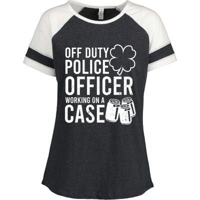 Off Duty Working On Case Design St Patricks Police Funny Gift Enza Ladies Jersey Colorblock Tee