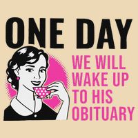 One Day We Will Wake Up To His Obituary Drawstring Bag