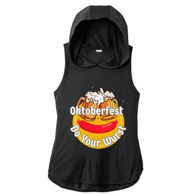 Oktoberfest Do Your Wurst Octoberfest Ladies PosiCharge Tri-Blend Wicking Draft Hoodie Tank