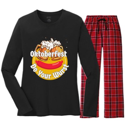 Oktoberfest Do Your Wurst Octoberfest Women's Long Sleeve Flannel Pajama Set 