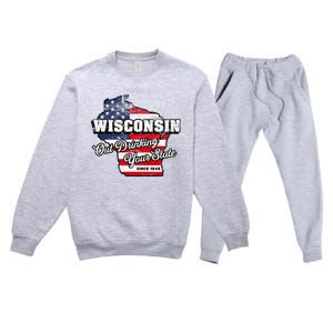 Out Drinking Your State Since 1848 I Beer Wisconsin Premium Crewneck Sweatsuit Set