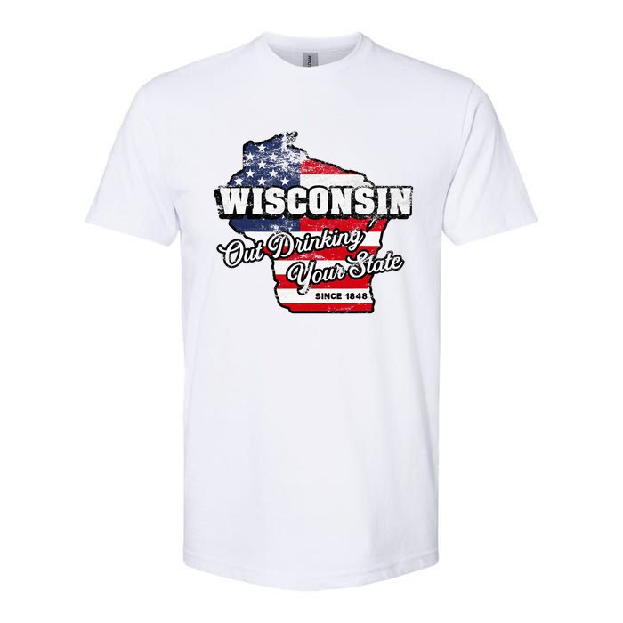 Out Drinking Your State Since 1848 I Beer Wisconsin Softstyle CVC T-Shirt