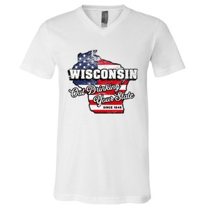 Out Drinking Your State Since 1848 I Beer Wisconsin V-Neck T-Shirt