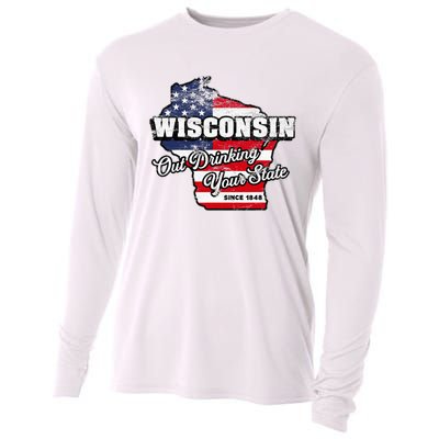 Out Drinking Your State Since 1848 I Beer Wisconsin Cooling Performance Long Sleeve Crew