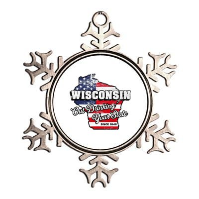 Out Drinking Your State Since 1848 I Beer Wisconsin Metallic Star Ornament