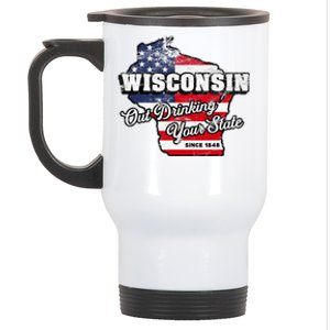 Out Drinking Your State Since 1848 I Beer Wisconsin Stainless Steel Travel Mug