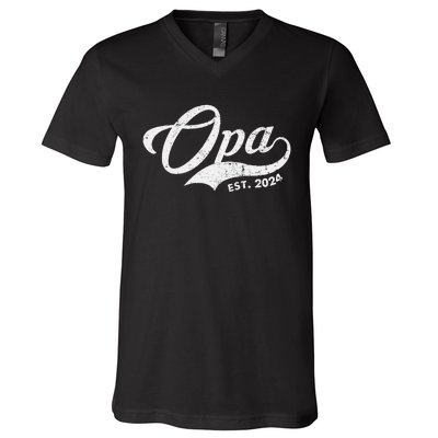 Opa Est. 2024 For Fathers Day Soon To Be Grandpa 2024 V-Neck T-Shirt