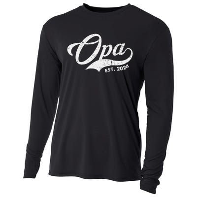 Opa Est. 2024 For Fathers Day Soon To Be Grandpa 2024 Cooling Performance Long Sleeve Crew