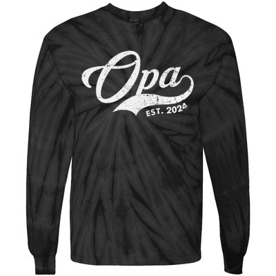 Opa Est. 2024 For Fathers Day Soon To Be Grandpa 2024 Tie-Dye Long Sleeve Shirt