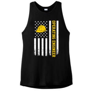 Operating Engineer American Usa Flag Great Gift Ladies PosiCharge Tri-Blend Wicking Tank