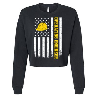 Operating Engineer American Usa Flag Great Gift Cropped Pullover Crew