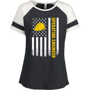 Operating Engineer American Usa Flag Great Gift Enza Ladies Jersey Colorblock Tee