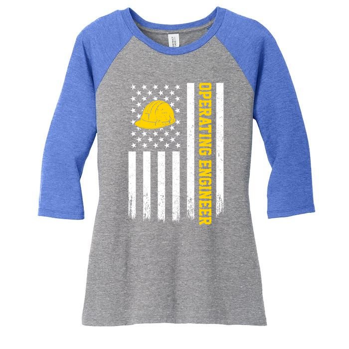 Operating Engineer American Usa Flag Great Gift Women's Tri-Blend 3/4-Sleeve Raglan Shirt