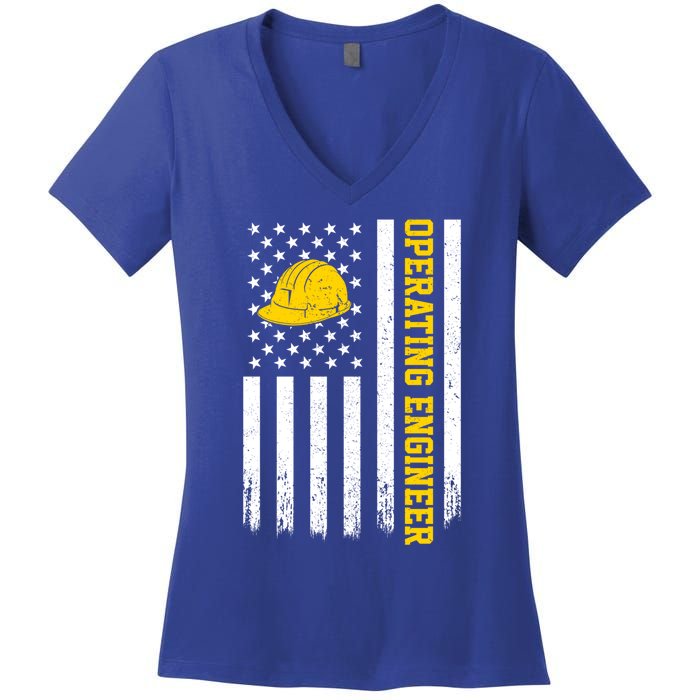 Operating Engineer American Usa Flag Great Gift Women's V-Neck T-Shirt