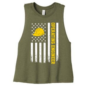 Operating Engineer American Usa Flag Great Gift Women's Racerback Cropped Tank