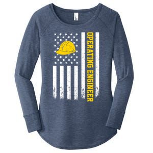 Operating Engineer American Usa Flag Great Gift Women's Perfect Tri Tunic Long Sleeve Shirt