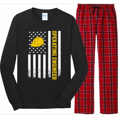 Operating Engineer American Usa Flag Great Gift Long Sleeve Pajama Set