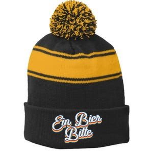 Oktoberfest Ein Bier Bitte Retro Funny German Beer Stripe Pom Pom Beanie