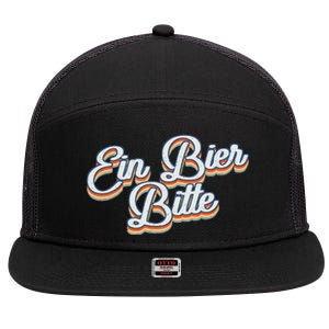 Oktoberfest Ein Bier Bitte Retro Funny German Beer 7 Panel Mesh Trucker Snapback Hat