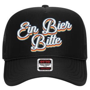 Oktoberfest Ein Bier Bitte Retro Funny German Beer High Crown Mesh Back Trucker Hat